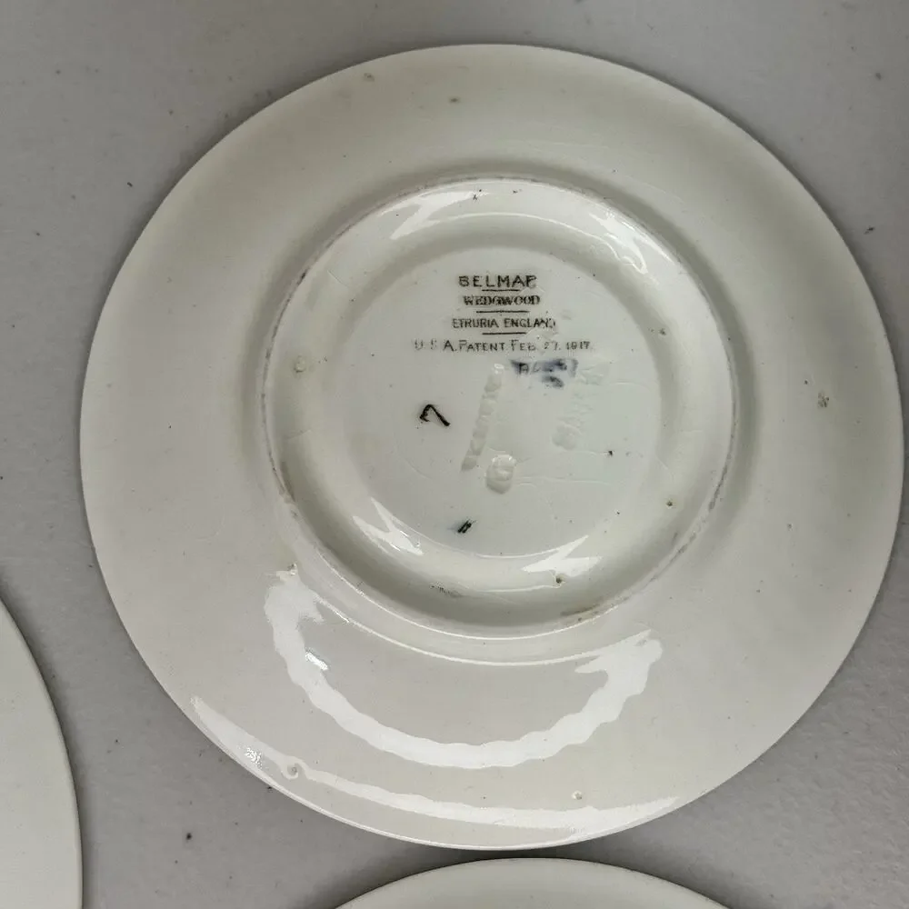 Wedgwood Belmar Plates Set 1917 Antique Dinnerware Floral Basket